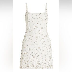 SIMKHAI Ziva Crystal-Embellished White Mini Dress